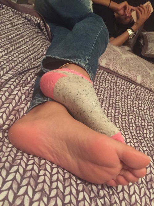 enjoymysexyfeet: Somehow I lost my sock. Oops. Mmmmm I want that sock in my mouth