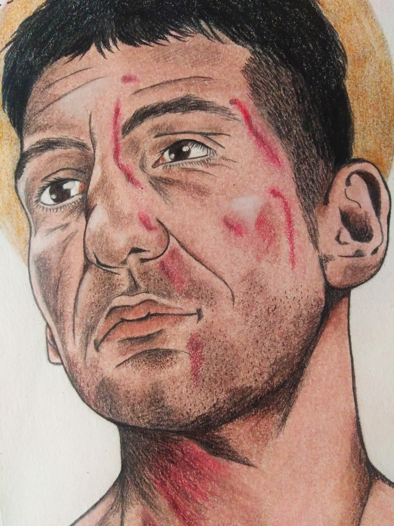 A sudden urge to draw a man covered in blood ¯\_(ツ)_/¯

 Jon Bernthal as Frank Castle in The Punisher