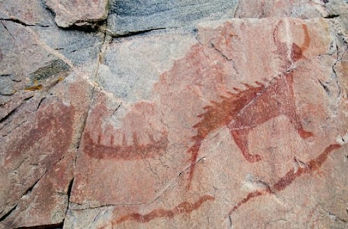 Petroglyphs are images carved into the surfaces of rock by removing part of the rock with incisions 