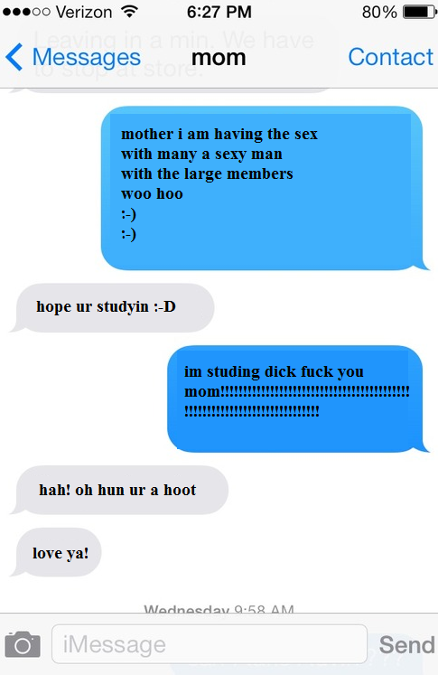 theanti90smovement:  daughterofposiden:  theanti90smovement:  funny and real convo with my mom  Yeah ok “real” keep telling urself that  what the FUCK is your probalem? i was just trying to share a funny and loving moment i shared with my mother!