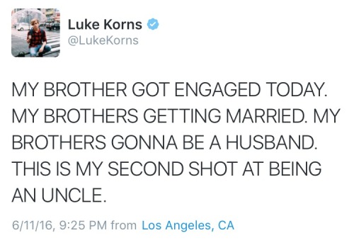 lxkekorns:lxkekorns: Congratulations to Luke’s older brother Bryan on the engagement!x