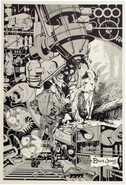 wonderful-strange:  thebristolboard: Science-fiction print by Bruce Jones, 1970.