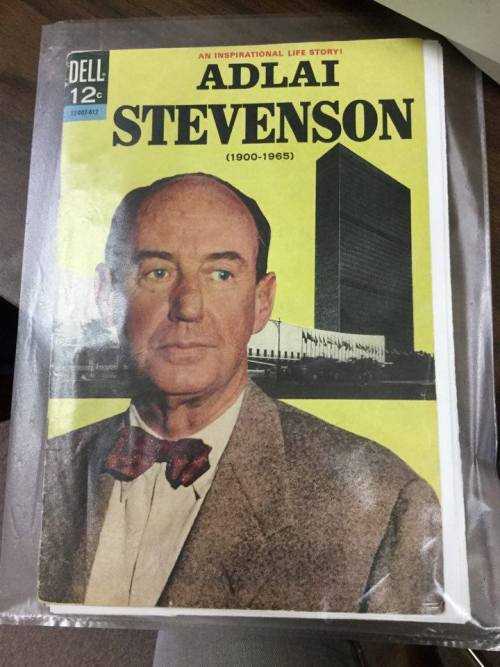 Mint condition Adlai Stevenson comic book explaining his heroic backstory