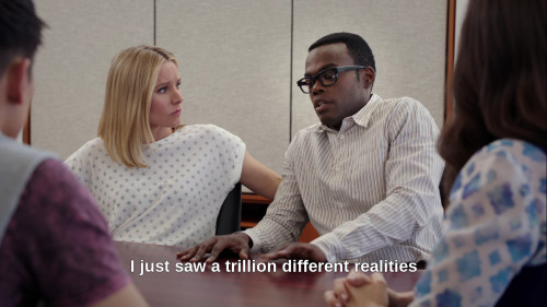 doubleca5t:quasi-normalcy:I love how the episode is called “Chidi Sees the Time Knife”  but it has n