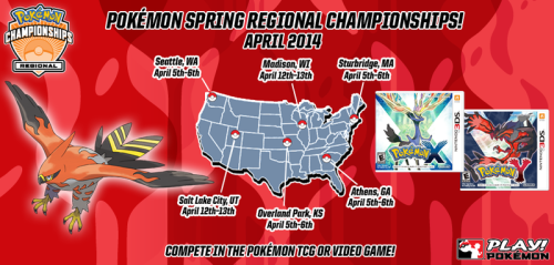 The US Pokémon TCG and Video Game 2014 Spring Regional Championships have been revealed to ta