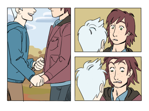 coldfeetwarmflames:  “let me show you!” there’s actually a lot more to this comic that i may or may not revisit in the future. I boarded the entire thing out while listening to @adragonprince‘s fluffy hijack playlist btw, give that a listen! 