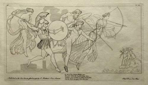 Battle beetwen gods, John Flaxman, Ilustración de La Ilíada, 1795