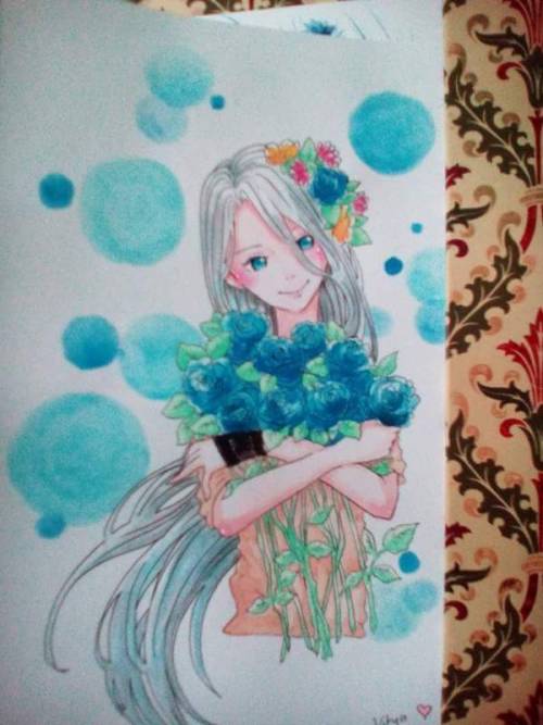 sorumegane13:I was playing around with my gift. Watercolor pad and the Sakura Koi brush and I’m just