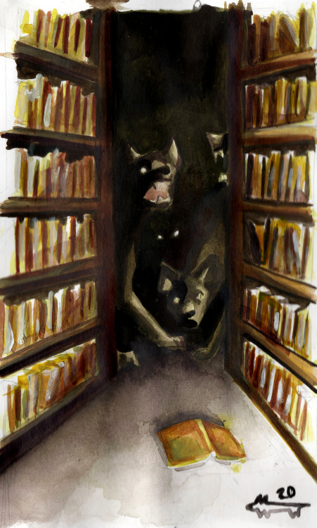 artofniinaeveliina:Hyenas in the library | 2020Twitter | Instagram