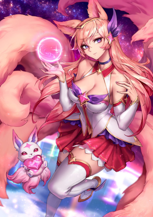 youngjusticer:  Pretty in pink. Ahri, by Oopartz Yang.    