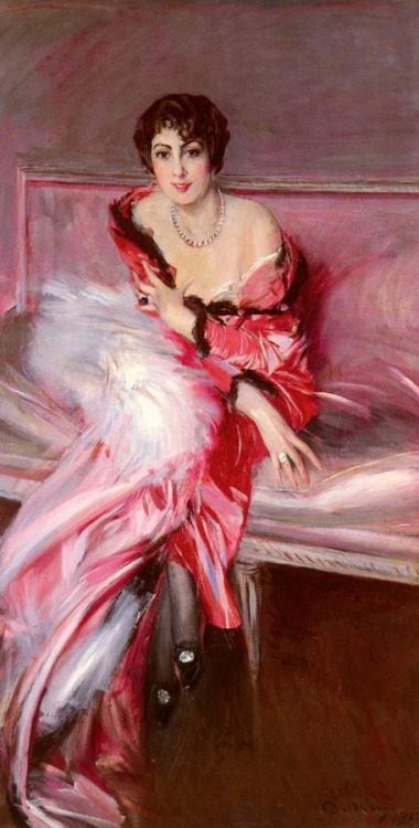 Madame Juillard In Red - 1912 - by Giovanni Boldini (Italian, 1842-1931) - Oil on canvas