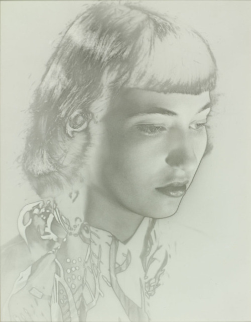 Carlotta Corpron, Solarized Portrait of Ray Ann, 1949