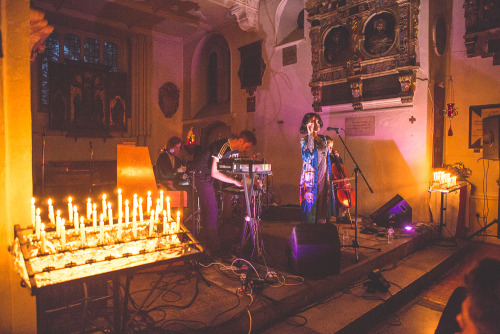 theycallmegt:Kelly Lee Owens performing at the St. Pancras Old Church, London.