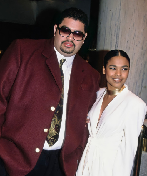Nia Long with Heavy D at Eddie Murphy-Nicole Murphy&rsquo;s wedding ceremony (1993).