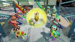 splatoonus:  NEWS FLASH! Tomorrow evening at 7 PM PT, a new mode will join Splat Zones and Tower Control in the Ranked Battle playlist!  Introducing…. Rainmaker! In Rainmaker, both teams compete to snag the, uhhh, Rainmaker. Once you’ve got it, the