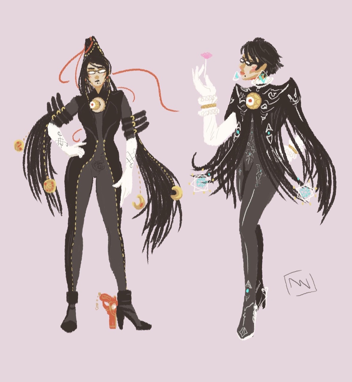 crystaltriforce: doodles whilst we wait for bayo 3 info 