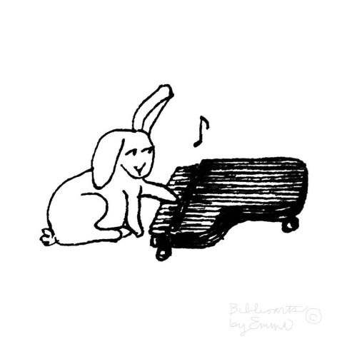 biblioartsbyemma: Tonight’s quick #Inktober doodle is a piano bunny.