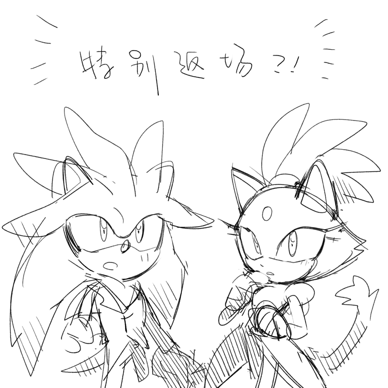 shadow the hedgehog and silver the hedgehog (sonic) drawn by miijiu