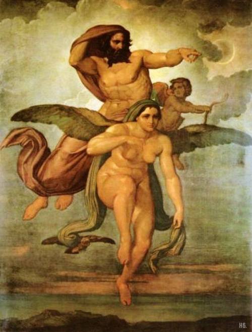ignudiamore:Zeus sulle ali della Notte.Bonaventura Genelli, 1863.