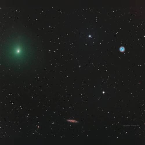 The Comet, the Owl, and the Galaxy #nasa #apod #comet #comet41p #spiralgalaxy #galaxy #messier108 #planetarynebula #planetary #nebula #messier97 #milkyway #interstellar #intergalactic #universe  #space #science #astronomy