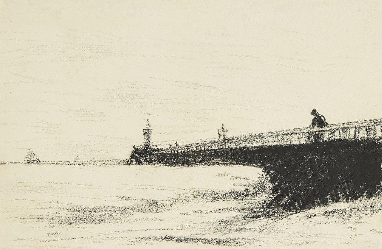A pier in France, Théodule Ribot (1823 - 1891) 
- Charcoal - 