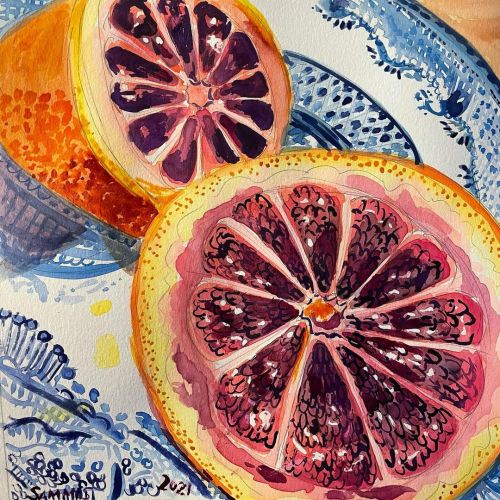 Blood orange finished. 10x10 watercolor on paper #artwork #2021Art52 #FoodArt(at Fairview, Californi