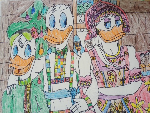 ducktoonsfanart:Веселого Рождества и счастливого Нового года! С Рождеством!Donald and Daisy Duck in 