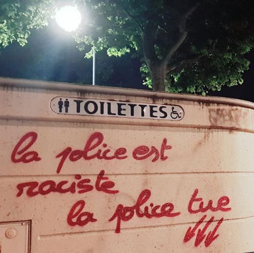 Black Lives Matter graffiti seen  around Lyon, France
