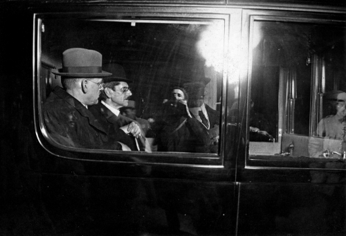 onlyoldphotography:  The German Delegates, Mueller and Bell, Leaving Versailles After Having signed the Treaty, June 28, 1919  The Treaty of Versailles was the peace settlement signed after World War One had ended in 1918 and in the shadow of the Russian