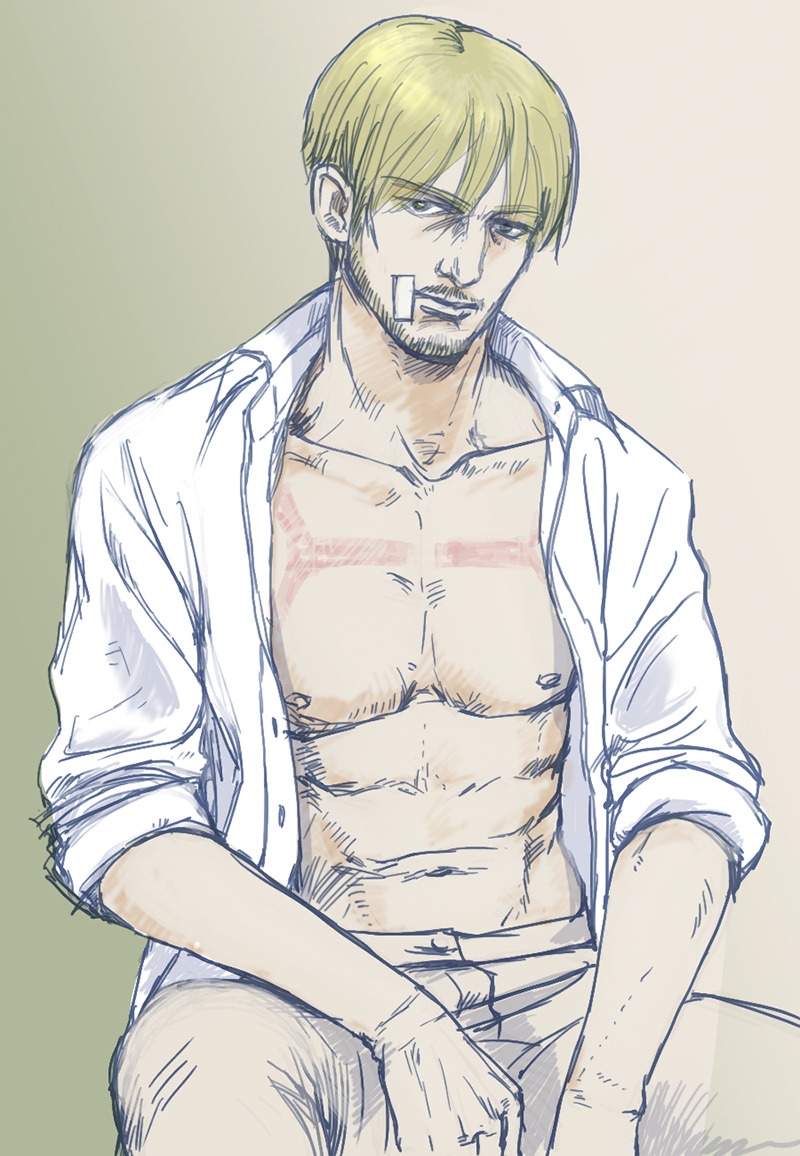 corporal-shitty-glasses:  reiner—braun:  【進撃ログ】シャツ！【腐向け】