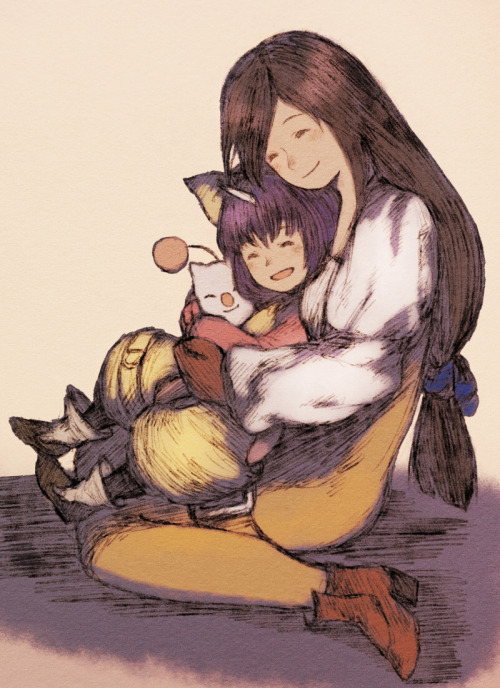 Eiko, Garnet and Mog fan art made by 前掛仮面, Final Fantasy IX