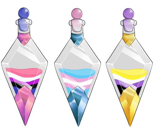 It is Pride month again and I have made MORE PRIDE POTION DESIGNS!You can get them as stickers (As w