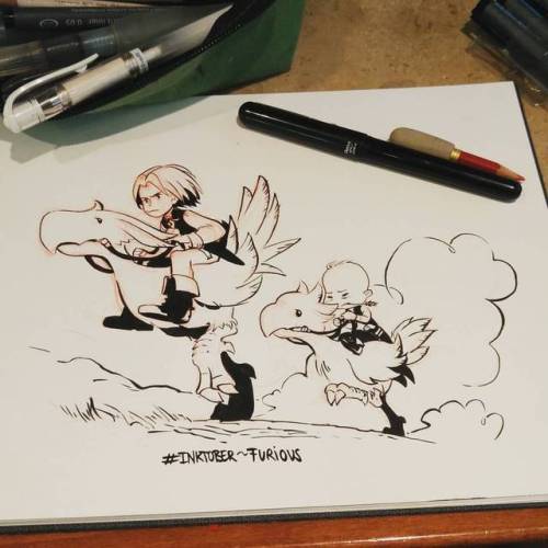 #inktober2017 FURIOUS .argh one #inktober behind &gt;.&lt; #ff9 #ffIX #finalfantasyIX #chocobos #zid