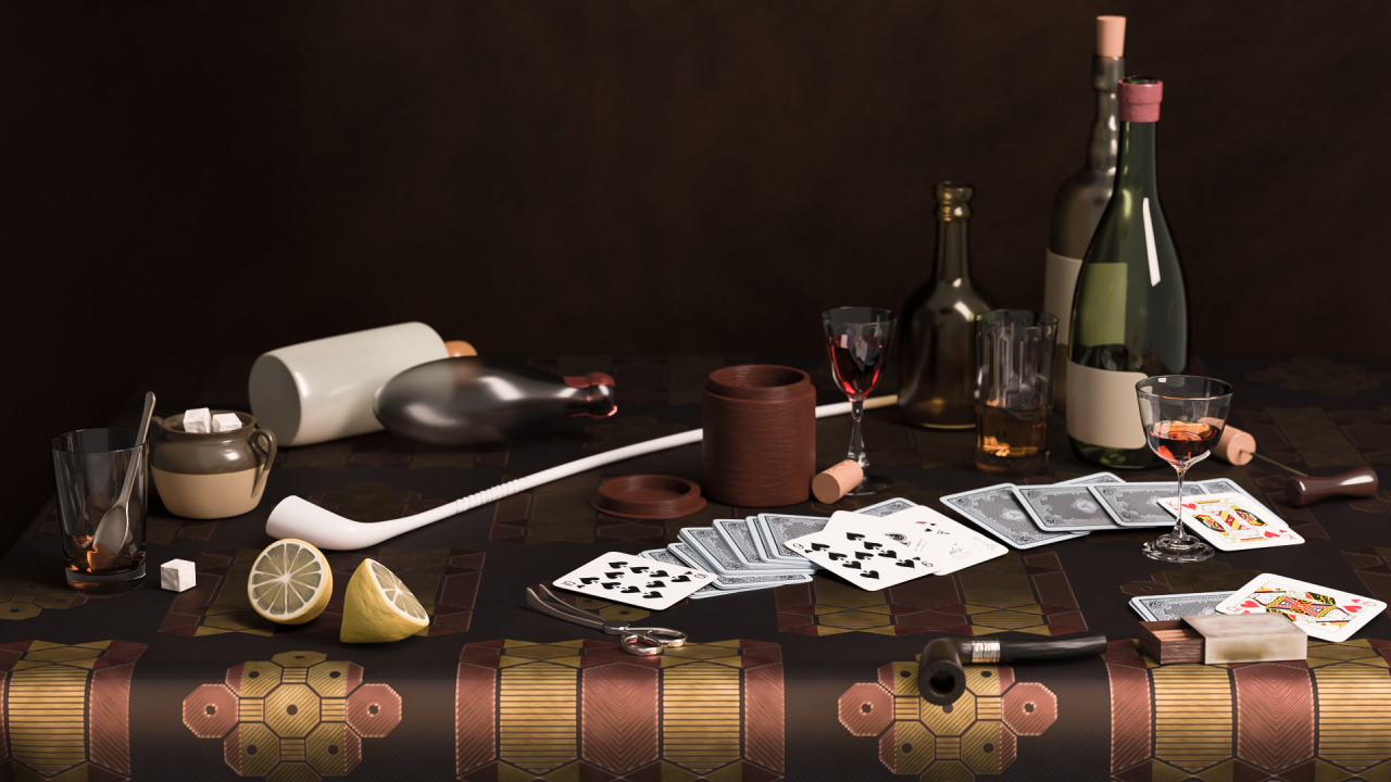 Claude Raguet Hirst’s A Gentleman’s Table
This rendering has taken me the longest time thus far (about a month from start to end). It’s quite complex, with a lot of different objects, so I modelled it by manually matching the perspective in the scene...