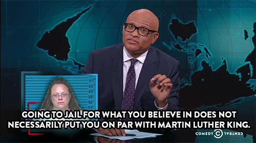 comedycentral:Larry Wilmore responds to recent Kim Davis, Martin Luther King comparisons.