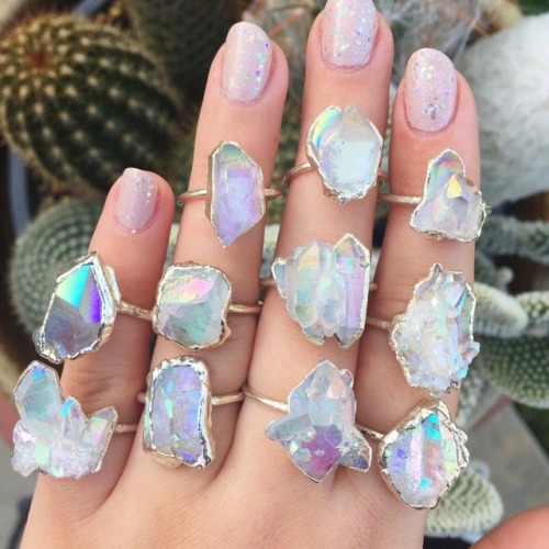 lavenderwaterwitch:sosuperawesome:Angel Aura Quartz RingsStone and Spirit Shop#Etsy #Rings