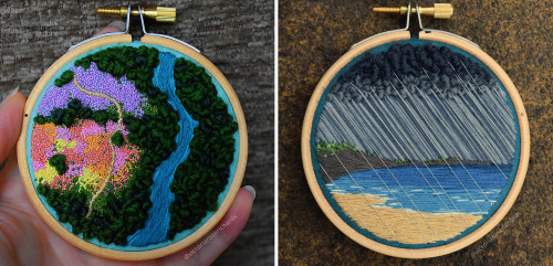 escapekit:Embroidered Landscapes UK-based artist Victoria Rose Richards creates stunning landscapes 