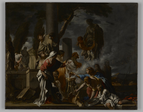 Sébastien Bourdon (French; 1616–1671)King Solomon Sacrificing to the Idols Oil on canvas, ca. 1640 Y