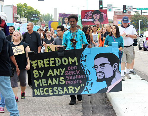 Black Lives Matter St. Paul protesters marching down Snelling Avenue to the Minnesota State Fair yes