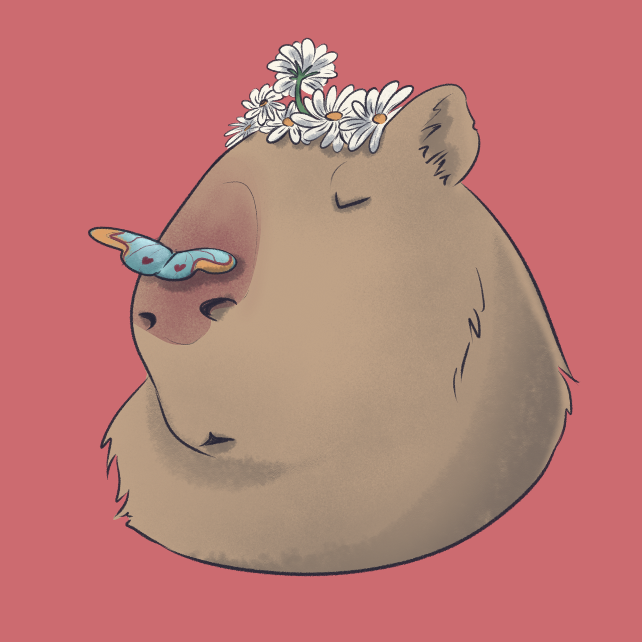 DÉBORA SANTOS — O #inktober de hoje é uma capivara de óculos.