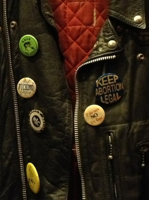 psychokandi:Joan Jett’s jacket. Notice the pins.&ldquo;keep abortion legal&rdquo;&ldquo;If she says 