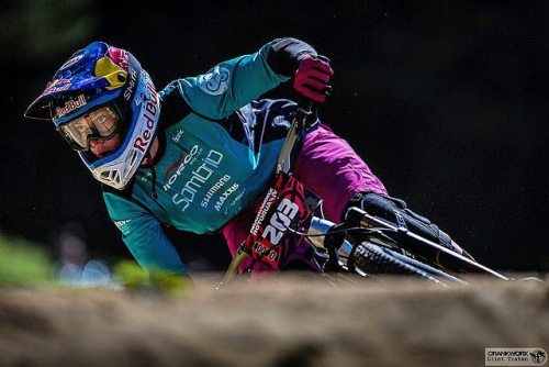 Jill Kintner during the Mons Royale Dual Speed and Style at Crankworx in Rotorua, New Zealand. By Cl