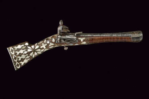 Ornate pearl decorated miquelet blunderbuss originating from the Caucuses, 19th century.