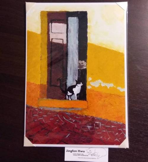 A cat at door, printed on silky photo paper #cats #cat #tuxedocat #catart #catartist #catpainting #a