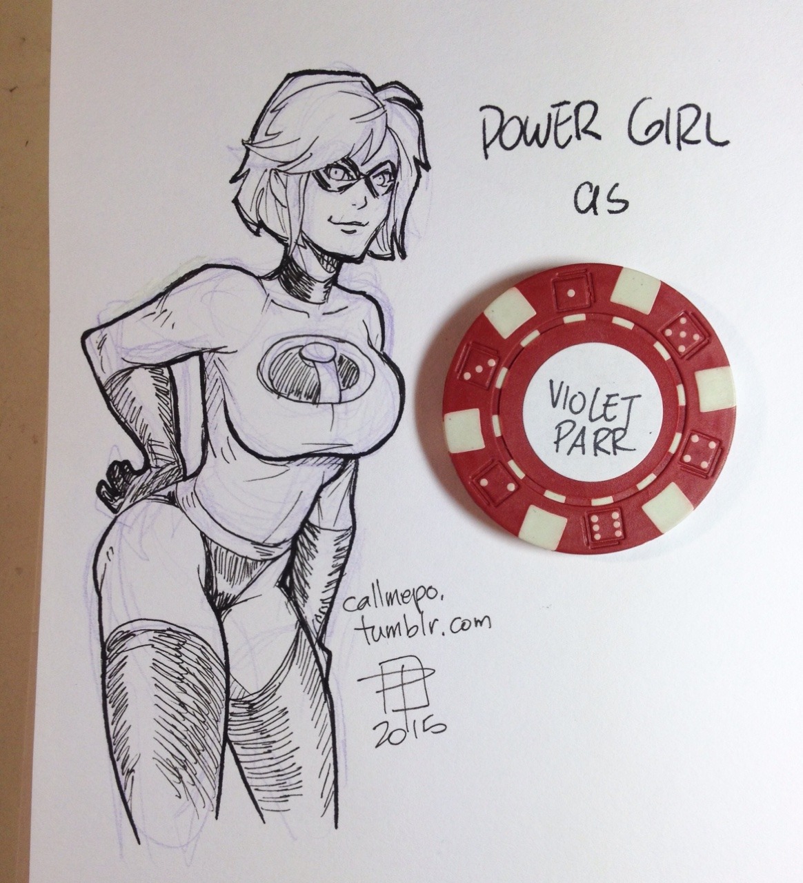 callmepo:  Tiny Power Girl cosplay cool-down doodles courtesy of the bag of random