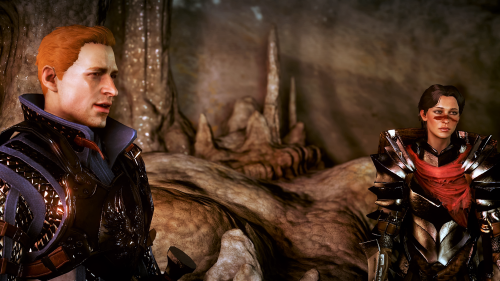 thinkdragonage:Nalya Lavellan Meeting Alistair Theirin, courtesy of Erin Hawke.Confession: I almost 