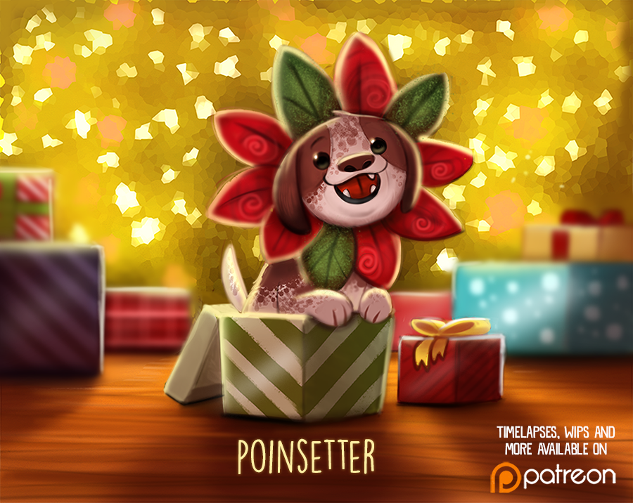 cryptid-creations: Daily Paint 1487. Poinsettier by Cryptid-Creations  Time-lapse,