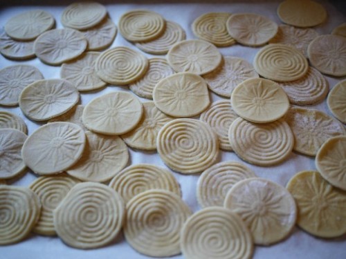 Croxetti and corzetti are a type of coin-shaped pasta which originated in Liguria, Northern Italy. T