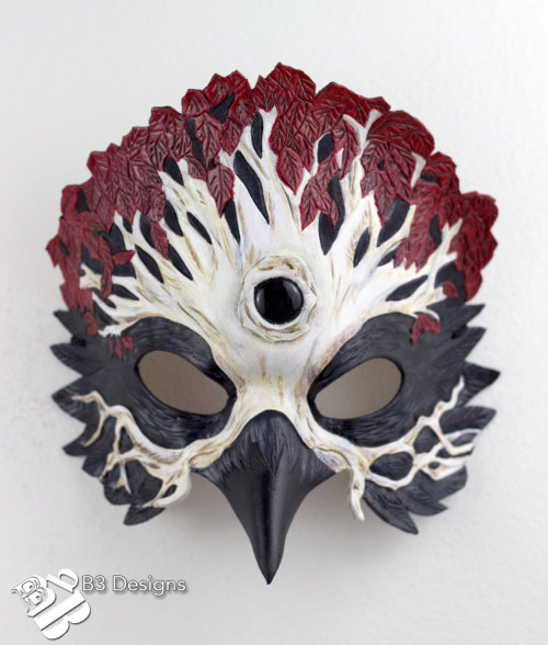 gameofthrones-fanart:Cool Game of Thrones Inspired Three Eyed Raven Weirwood Tree Leather Mask by B3