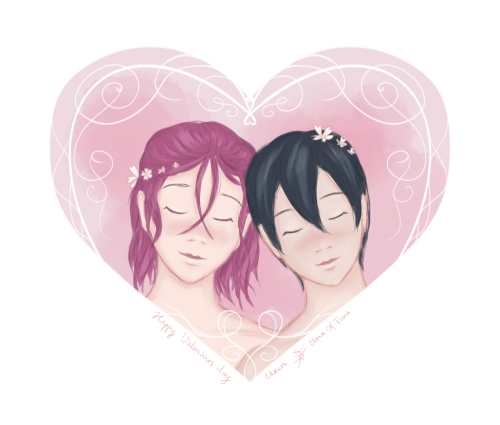 elena-of-time-art:  Happy Valentine’s Day! Here’s a drawing of Rin and Haru being gay ❤